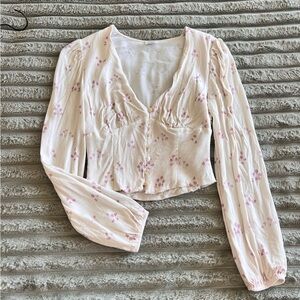 Aritzia Wilfred Floral White & Pink Blouse- Size XS